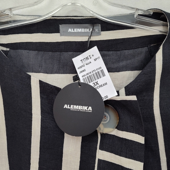 NEW Alembika striped blazer jacket 2X 3X plus size linen cotton new summer - Picture 2 of 13